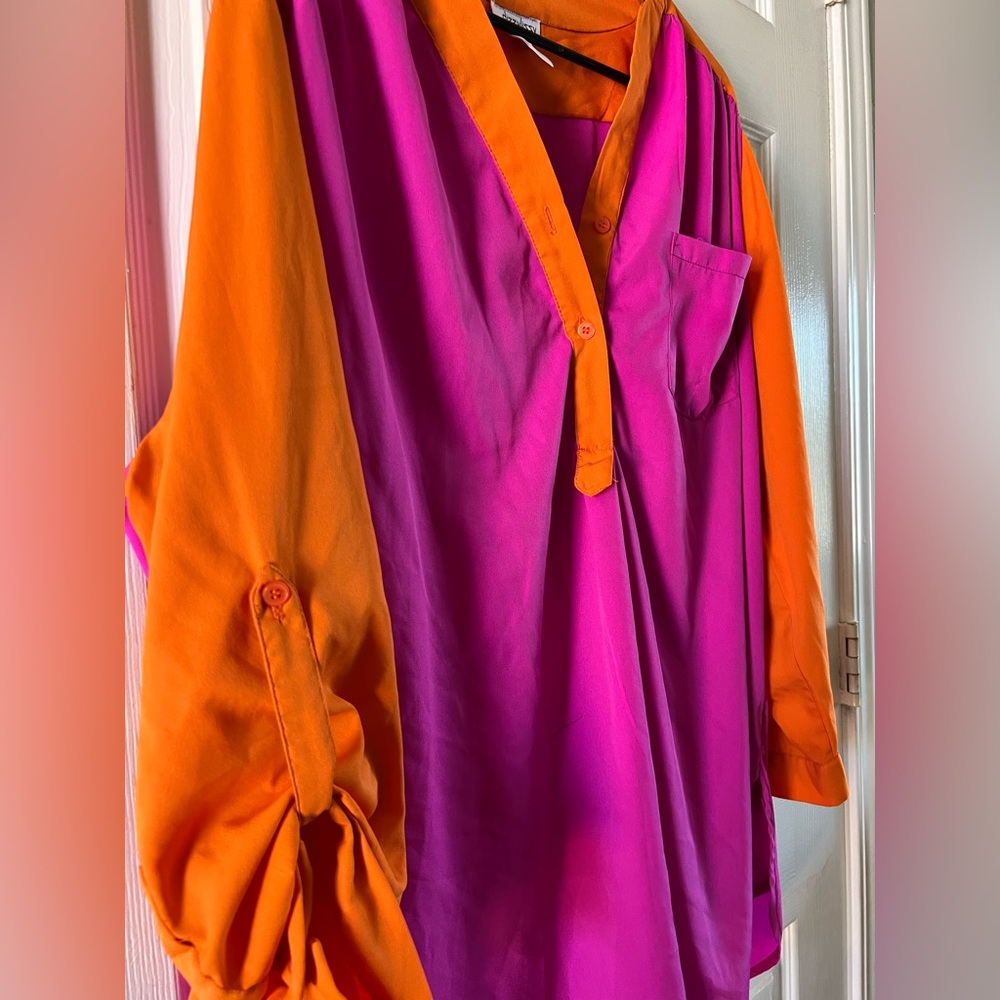 3X Pink and orange lightweight top